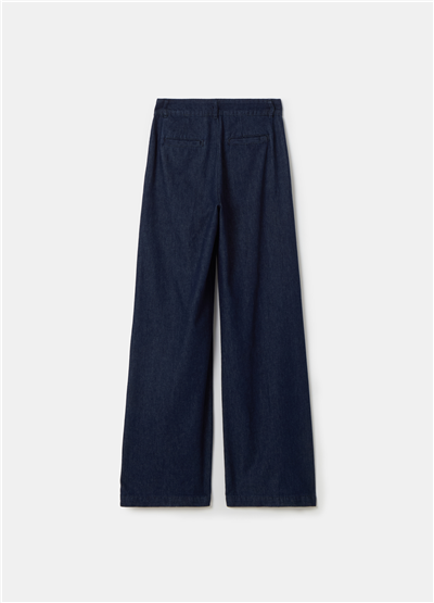 Dökümlü Özel Kesim Bol Paça Kot Pantolon