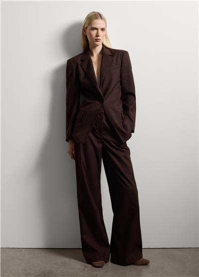 Düğmeli Kahverengi Slim Fit Blazer