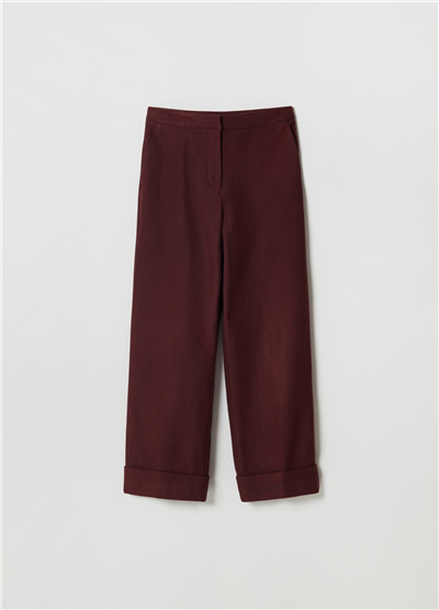 Düz Kesim Bordo Chino Pantolon