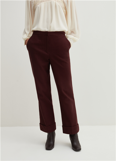 Düz Kesim Bordo Chino Pantolon