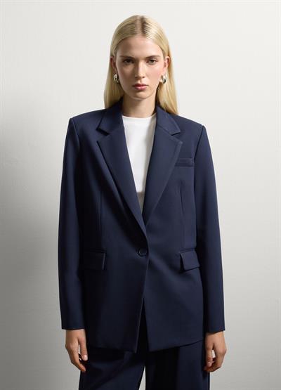 Düz Kesim Esnek Kumaş Blazer Ceket