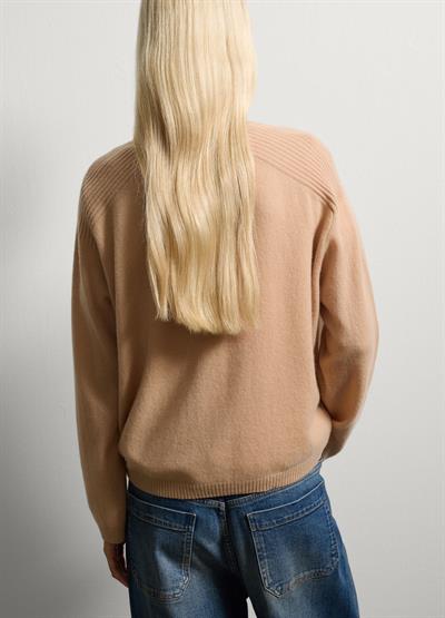 Regular Kalıp Koyu Bej Saf Kaşmir Kazak