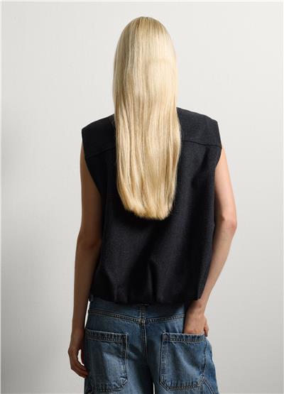 Düz Kesim Yün Karışımlı Yelek