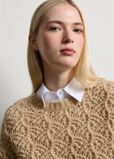 Bej Regular Kalıp Yün Kazak