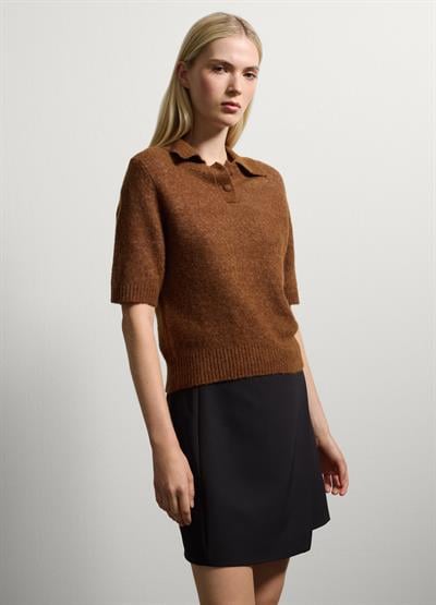 Kahverengi Düz Kesim Yün Kazak