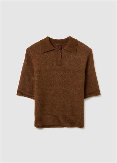 Kahverengi Düz Kesim Yün Kazak