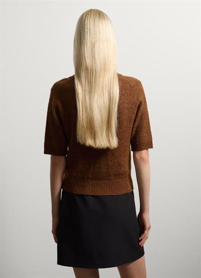 Kahverengi Düz Kesim Yün Kazak