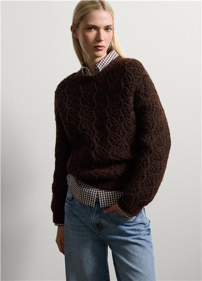 Çikolata Kahve Regular Kalıp Yün Kazak