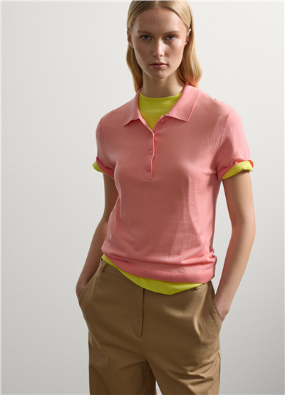 Düz Polo Pembe Tişört
