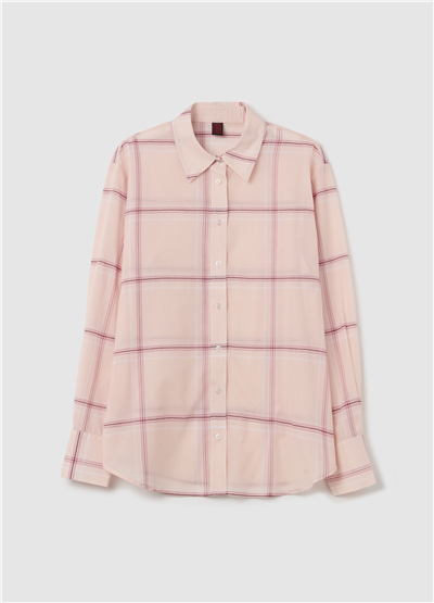 Ekose Desenli Oversize Pembe Gömlek
