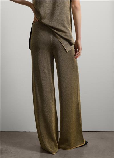 Elastik Bel Bantlı Geniş Lurex Pantolon