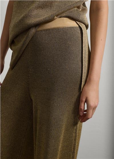 Elastik Bel Bantlı Geniş Lurex Pantolon