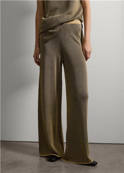 Elastik Bel Bantlı Geniş Lurex Pantolon