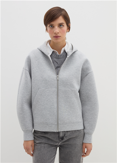 Fermuarlı Ve Kapüşonlu Oversize Hırka