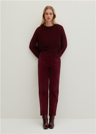 Fitilli Kadife Bordo Chino Pantolon
