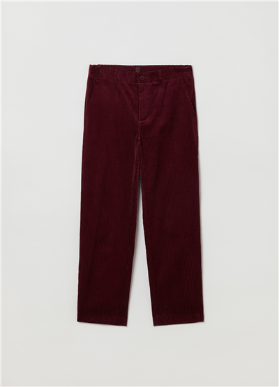 Fitilli Kadife Bordo Chino Pantolon