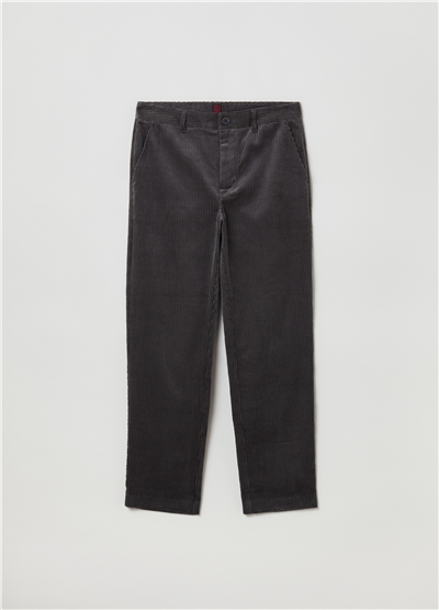 Fitilli Kadife Gri Chino Pantolon