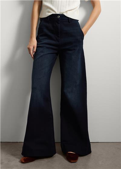 Bol Paça Koyu Mavi Kot Pantolon