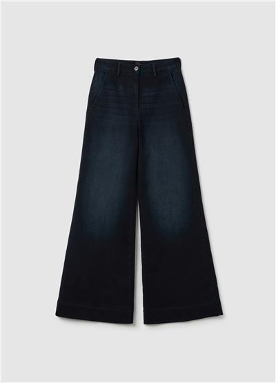 Bol Paça Koyu Mavi Kot Pantolon