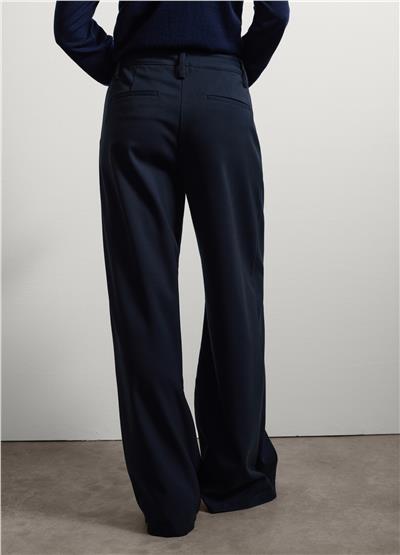 Geniş Paça Mavi Streç Karışımlı Pantolon