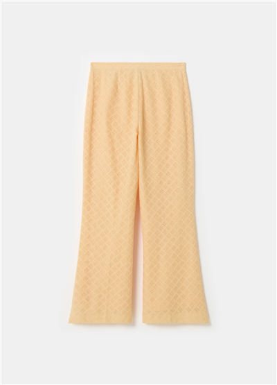 Geometrik Motifli Bol Paça Sarı Pantolon