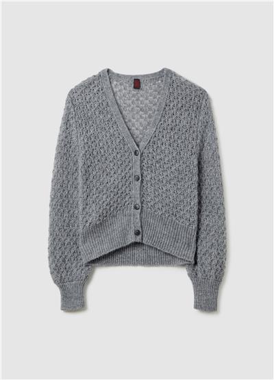 Gri Oversize Alpaka Karışımı Hırka