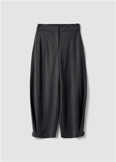 Gri Esnek Modal Viskon Yün Ve Kaşmir Karışımlı Slim Fit Kumaş Pantolon