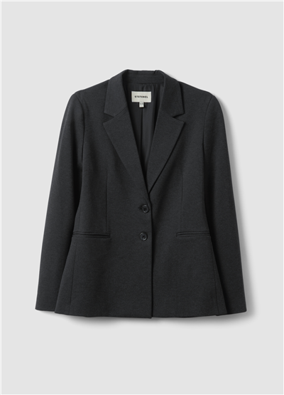 Gri Klasik Yaka Regular Fit Esnek Viskon Blazer Ceket