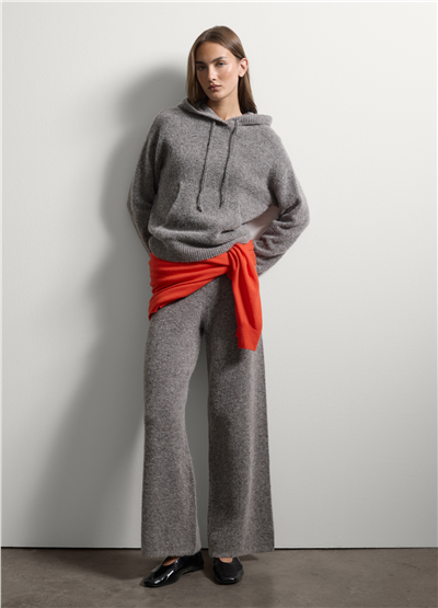 Gri Regular Fit Esnek Yün Ve Alpaka Pantolon