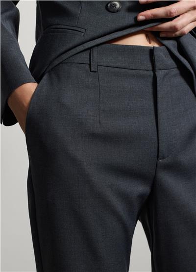 Gri yün karışımlı normal kalıp pantolon