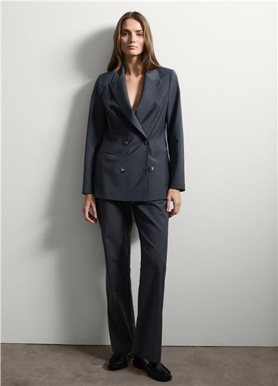 Gri yün karışımlı oversize blazer ceket