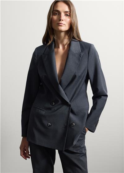 Gri yün karışımlı oversize blazer ceket