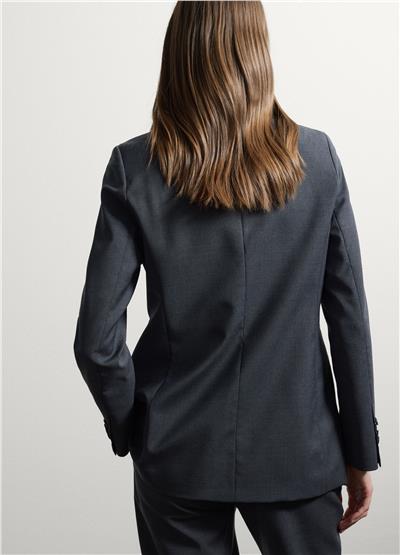 Gri yün karışımlı oversize blazer ceket