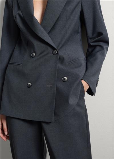 Gri yün karışımlı oversize blazer ceket