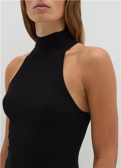 Halter Yaka Fitilli Siyah Atlet