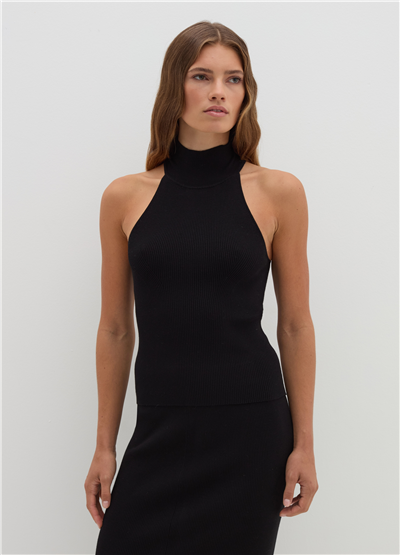 Halter Yaka Fitilli Siyah Atlet