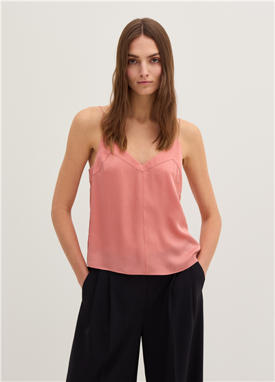 İnce Askılı Saten Pembe Atlet