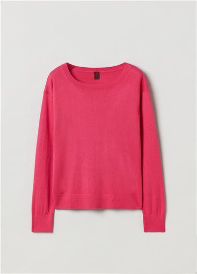 İpek Ve Pamuklu Oversize Pembe Kazak