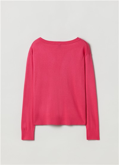 İpek Ve Pamuklu Oversize Pembe Kazak