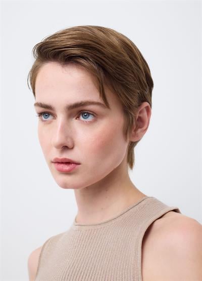 Işıltılı Slim Fit Bej Viskon Karışımlı Üst