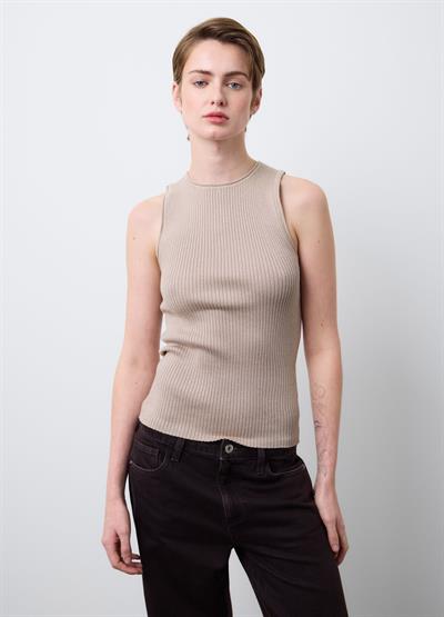 Işıltılı Slim Fit Bej Viskon Karışımlı Üst