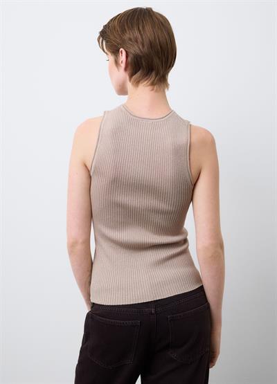Işıltılı Slim Fit Bej Viskon Karışımlı Üst
