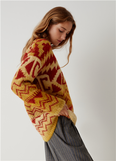 Jakar Desenli Oversize Kazak