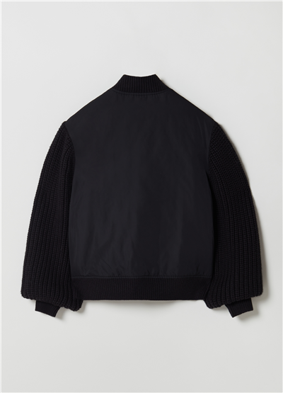 Jarse Kollu Oversize Siyah Bomber Ceket