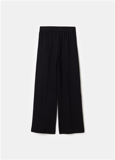 Kabartma Dikişli Jarse Siyah Jogger Pantolon