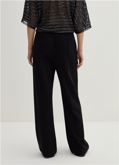 Kabartma Dikişli Jarse Siyah Jogger Pantolon
