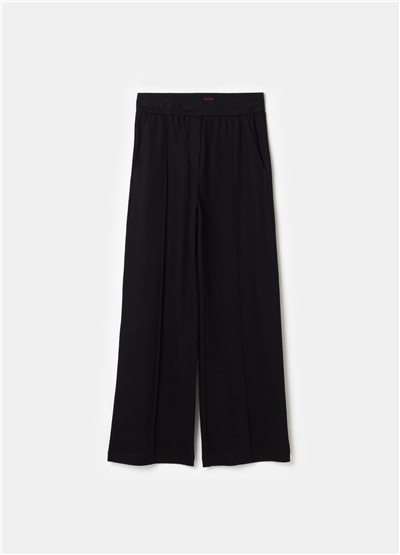 Kabartma Dikişli Jarse Siyah Jogger Pantolon