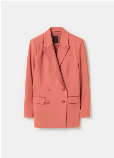 Kadi Kumaştan Kruvaze Pembe Blazer Ceket