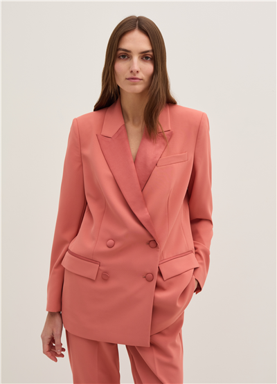 Kadi Kumaştan Kruvaze Pembe Blazer Ceket