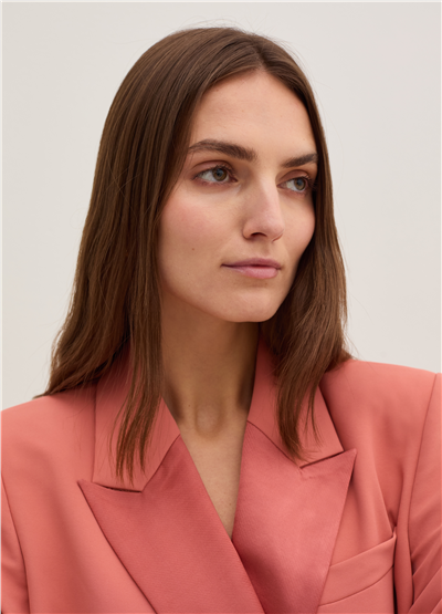 Kadi Kumaştan Kruvaze Pembe Blazer Ceket